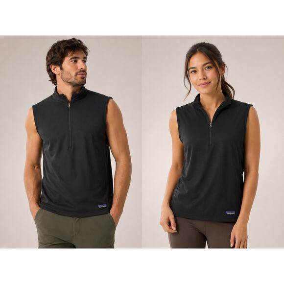 Patagonia Jackets & Blazers - Y2K  Patagonia Pullover Vest-M-Black Quarter Zip Fleece Outdoor Hiking Gorpcore